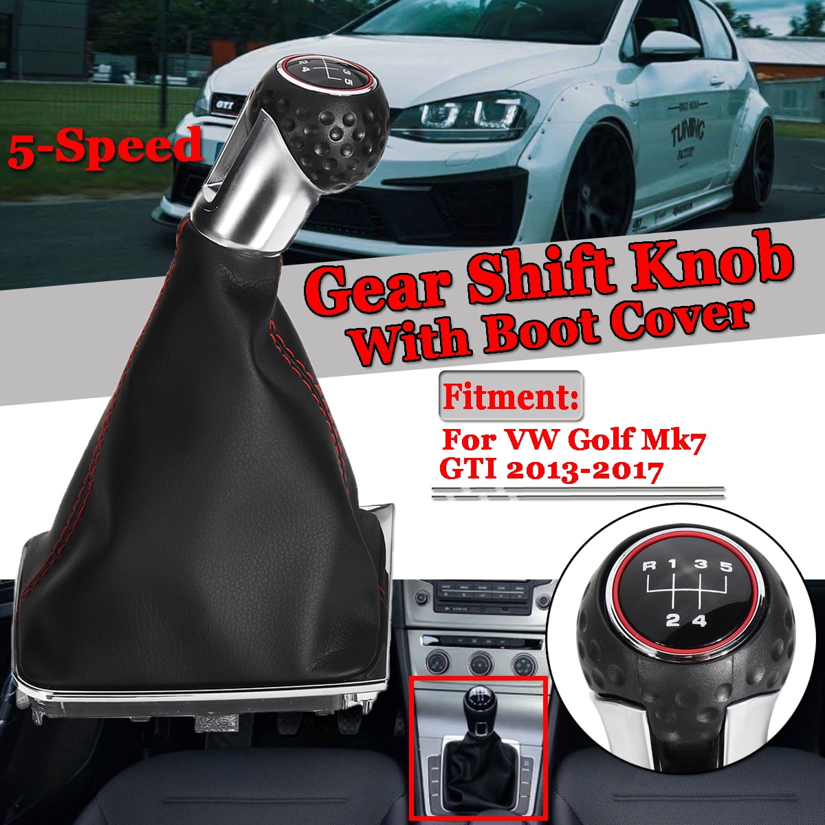 Beennex Shift Gear Shift Knob Gaitor Boot Black Anti Dust Cover 5 Speed Gear for B-o-r-a G-o-l-f 